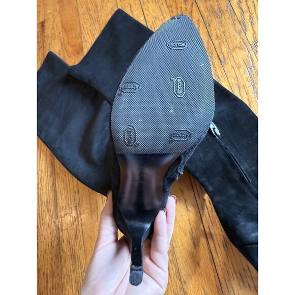 Alexander Wang Over The Knee Black Suede Leather Boots Stiletto Heel Size 37 GUC - Picture 7 of 13